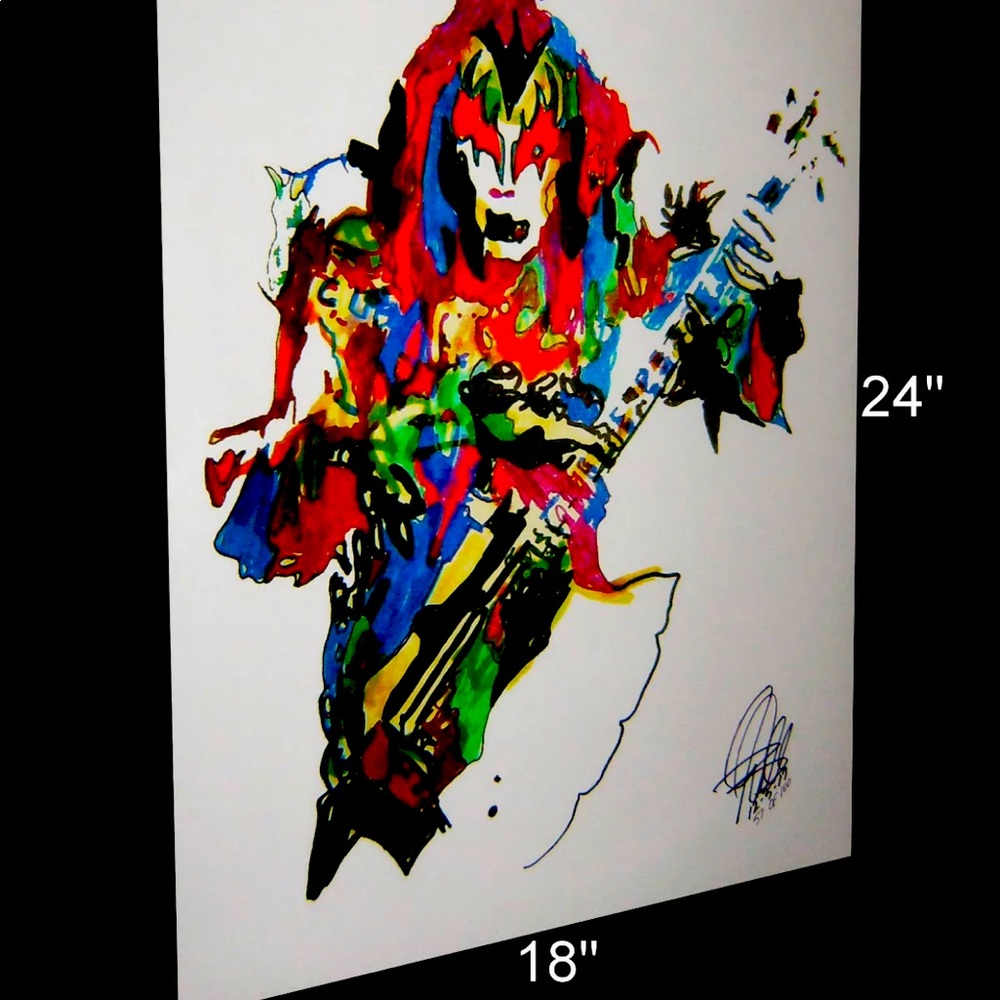 GENE SIMMONS KISS LITHO ART SIGNED RARE !!!